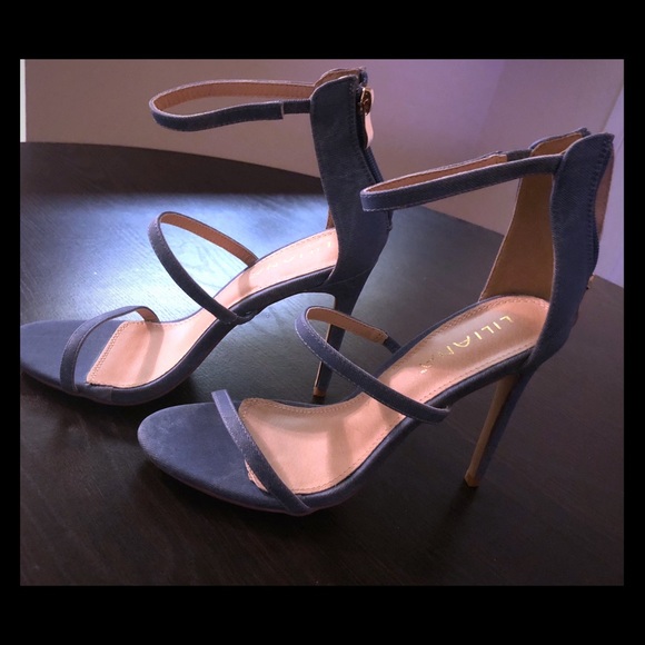 light blue denim heels